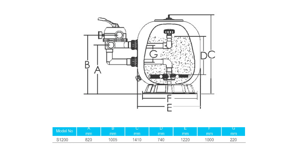 фильтр песочный emaux s 1200 (д.1220 мм, бок.подсоед.)